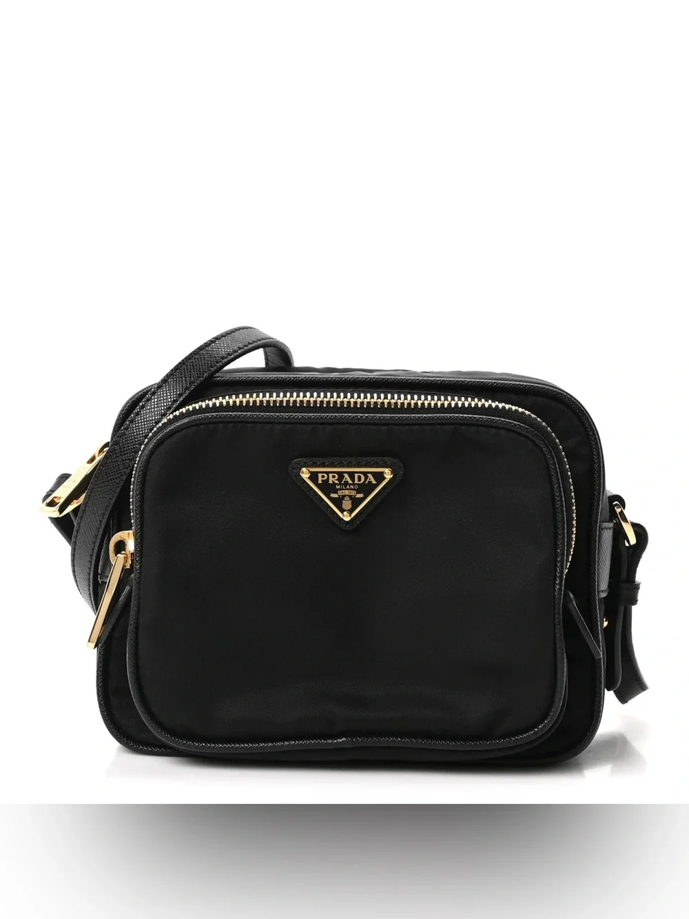 Authentic Prada Mini Nylon Vela Saffiano Double Zip  CrossBody Bag
